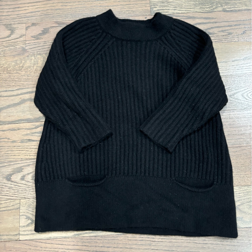 Autumn Cashmere Black Ribbed Sweater